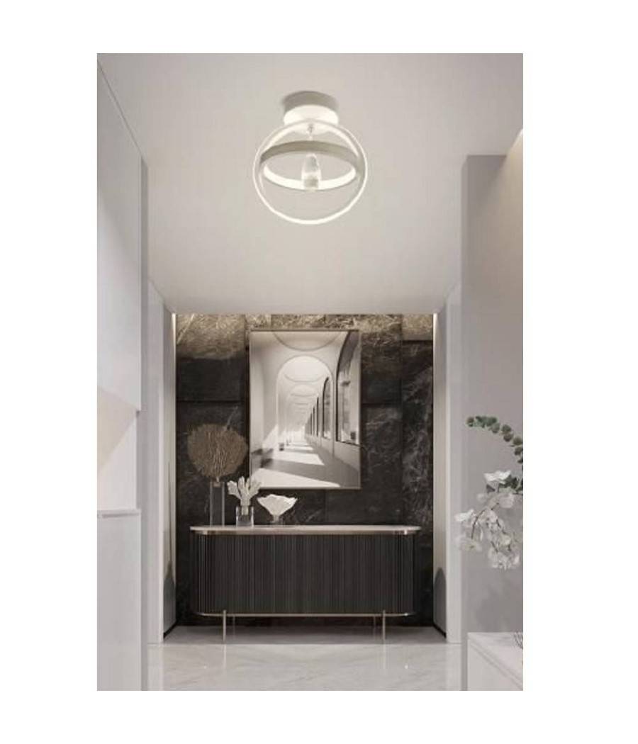 Lampadario Led 22w Cerchio Plafoniera Pendente Soffitto Luce 4000k 3000k 6500k Pn-02b - -Bianco Naturale --0