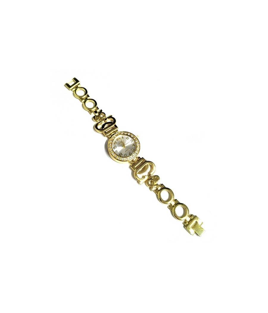 Orologio Da Polso Per Donna Con Quadrante A Strass Taglio Swaroski Silver Oro --0