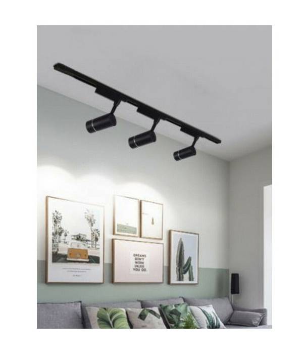 Faro Proiettore Binario 30w Led Cob Luce 6500k 3000k 4000k Faretto Nero F30w-07h - -Bianco Freddo -