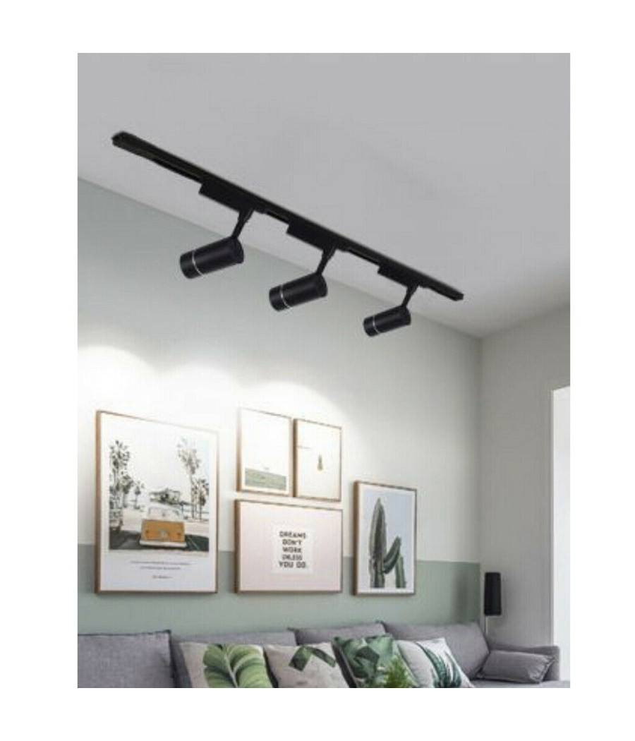 Faro Proiettore Binario 30w Led Cob Luce 6500k 3000k 4000k Faretto Nero F30w-07h - -Bianco Freddo --0