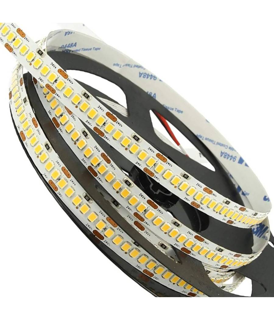 Strip Led Striscia 600 Leds/m 12v 24w/m Lunghezza 5 Mt 2400 Lumen Senza Guaina - -Bianco Caldo --0