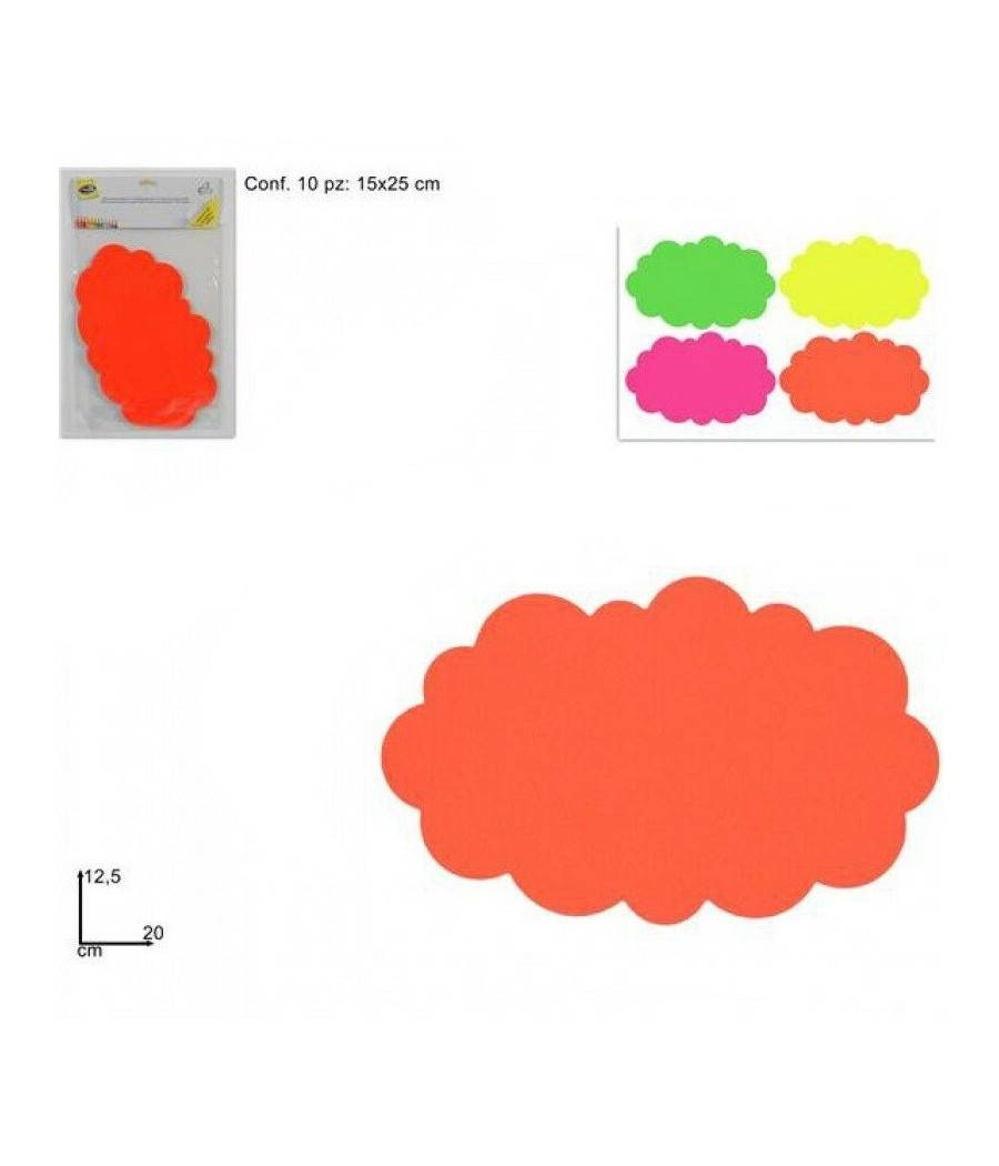 Confezione 10 Pezzi Cartoncino Segnaprezzo Nuvola Colorato Negozi Offerte --0