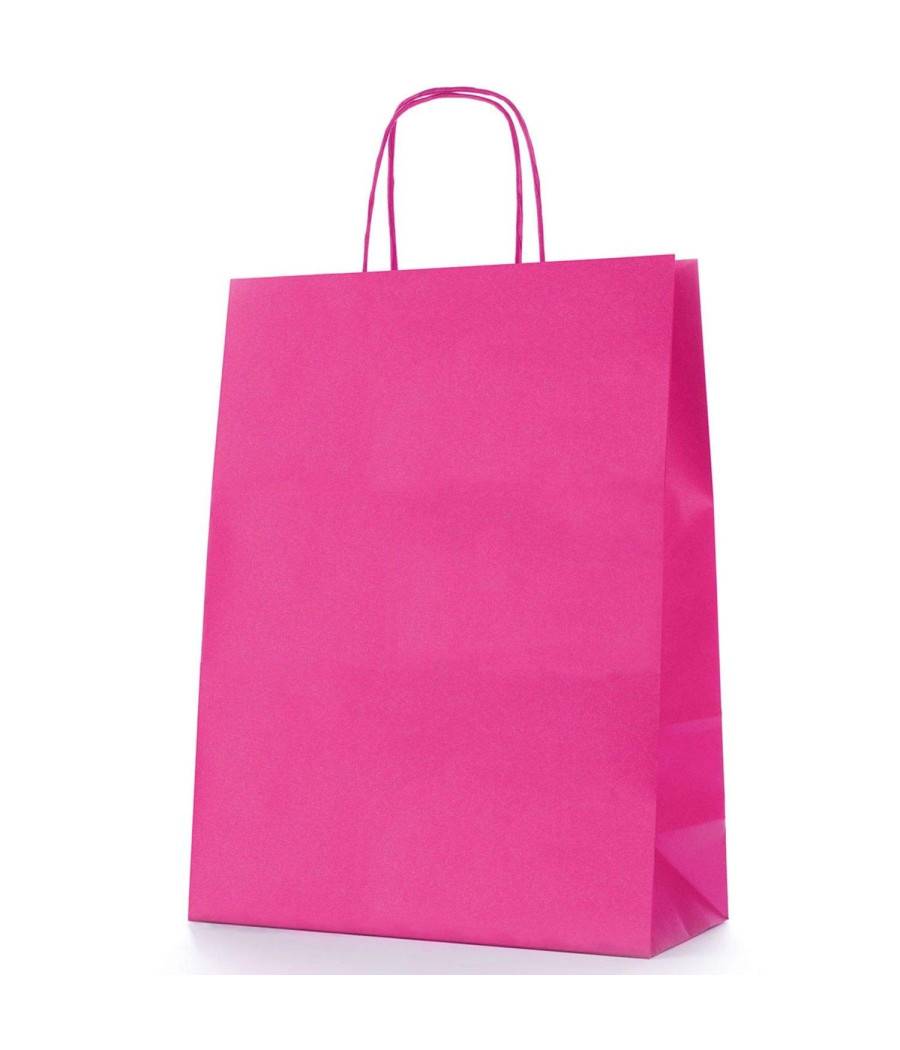 Busta Buste Regalo 6 Pezzi Shoppers Cc.3985 Carta Fucsia 36x21x11cm Sacchetto --0