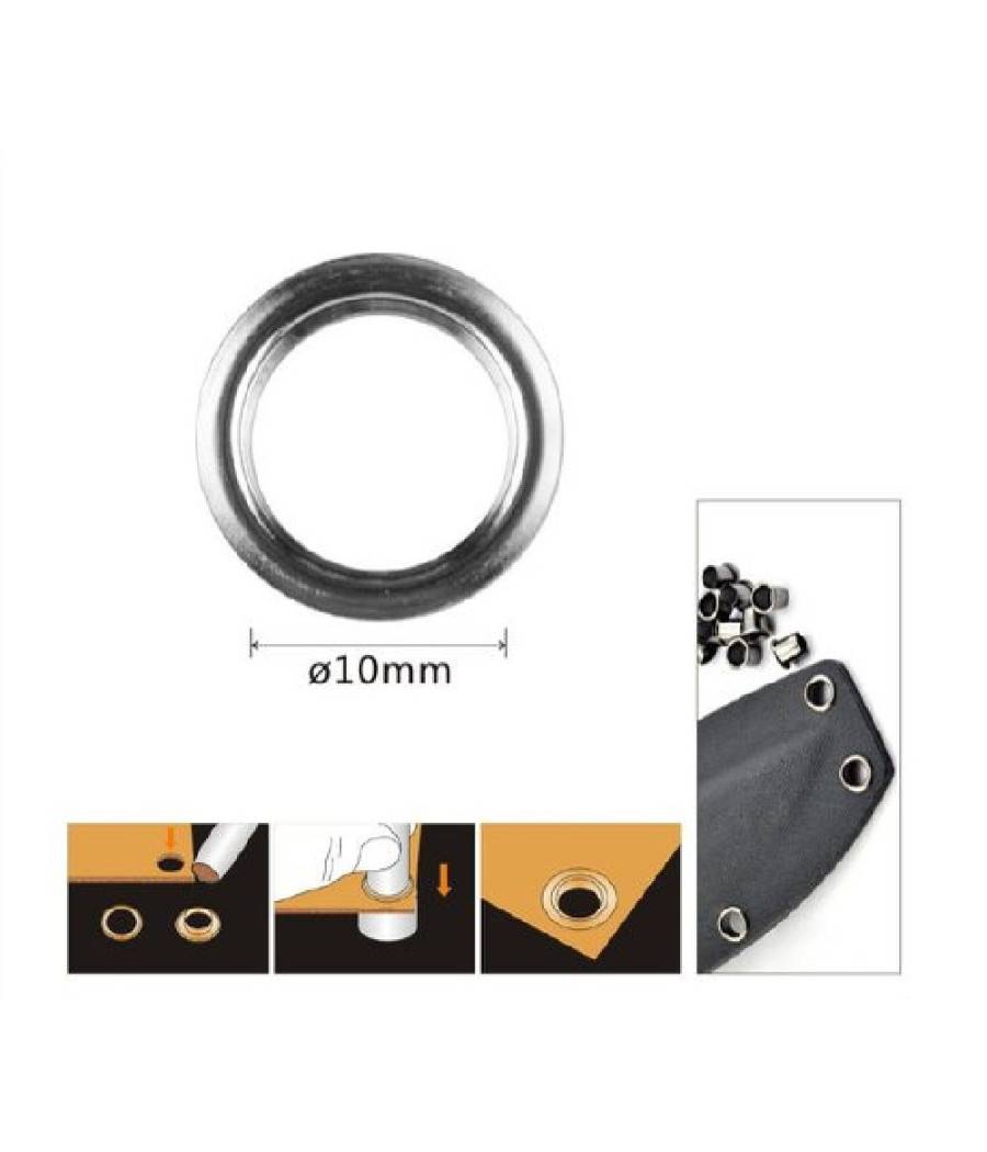 Kit 50pz Occhiello Occhielli Metallici Foro ø10mm In Metallo Argento Pelle 90928 --1
