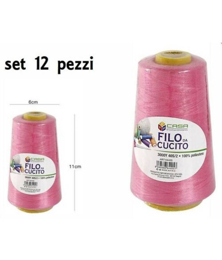Set 12 Pz Filati A Cono Filo Poliestere Cucito 3000y 40s/2 Rosa Gomitolo Cotone --0