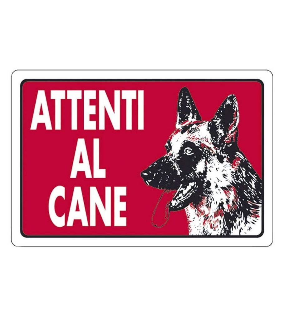 Cartello Attenti Al Cane Rosso Segnaletica 10x20cm Avvertimento Land 82191 --0