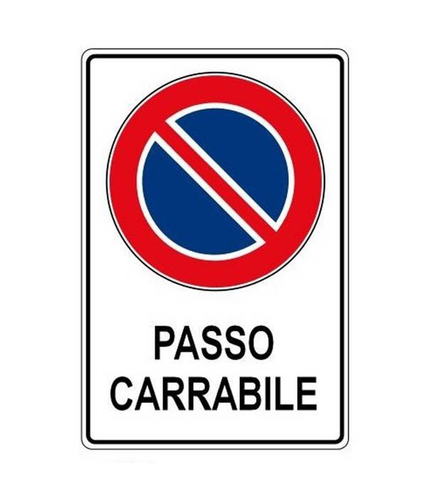 Cartello Passo Carrabile Segnaletica Sicurezza Avvertimento Plastificato -