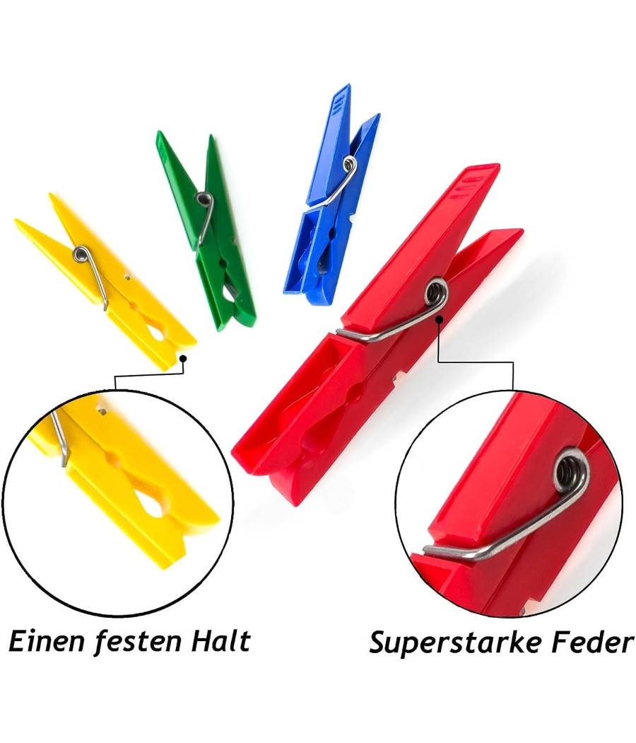 30 Pezzi Pinze Mollette Stendere Panni Bucato Colorate Extra Forti In Plastica --1