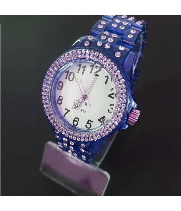 Orologio Da Polso Brillantato Donna Analogico Quarzo Moderno Fashion Blu -
