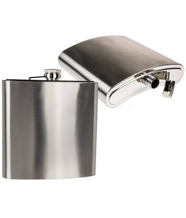 Fiaschetta Portaliquore In Metallo Xxl Tascabile Capacita' 180ml Altezza 18,5cm -