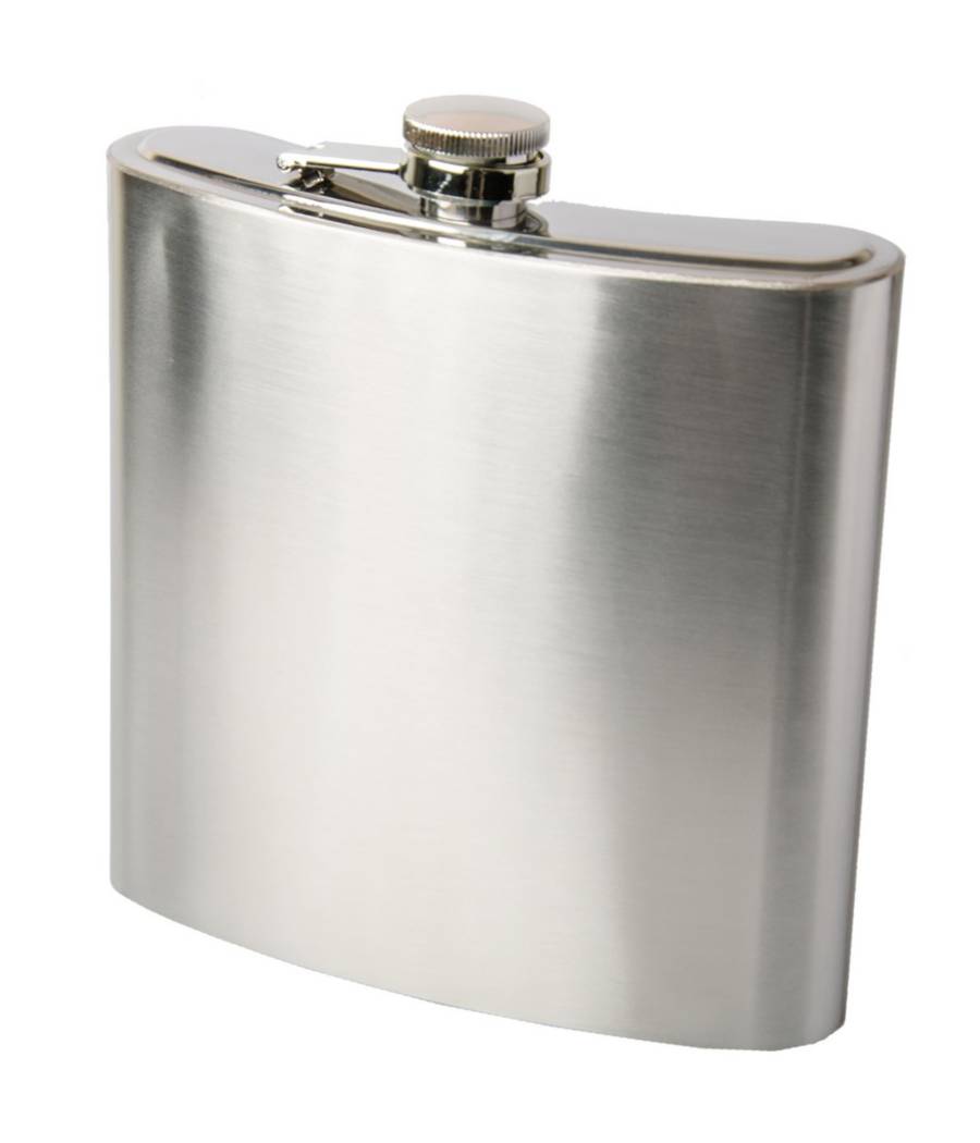Fiaschetta Portaliquore In Metallo Xxl Tascabile Capacita' 180ml Altezza 18,5cm --1