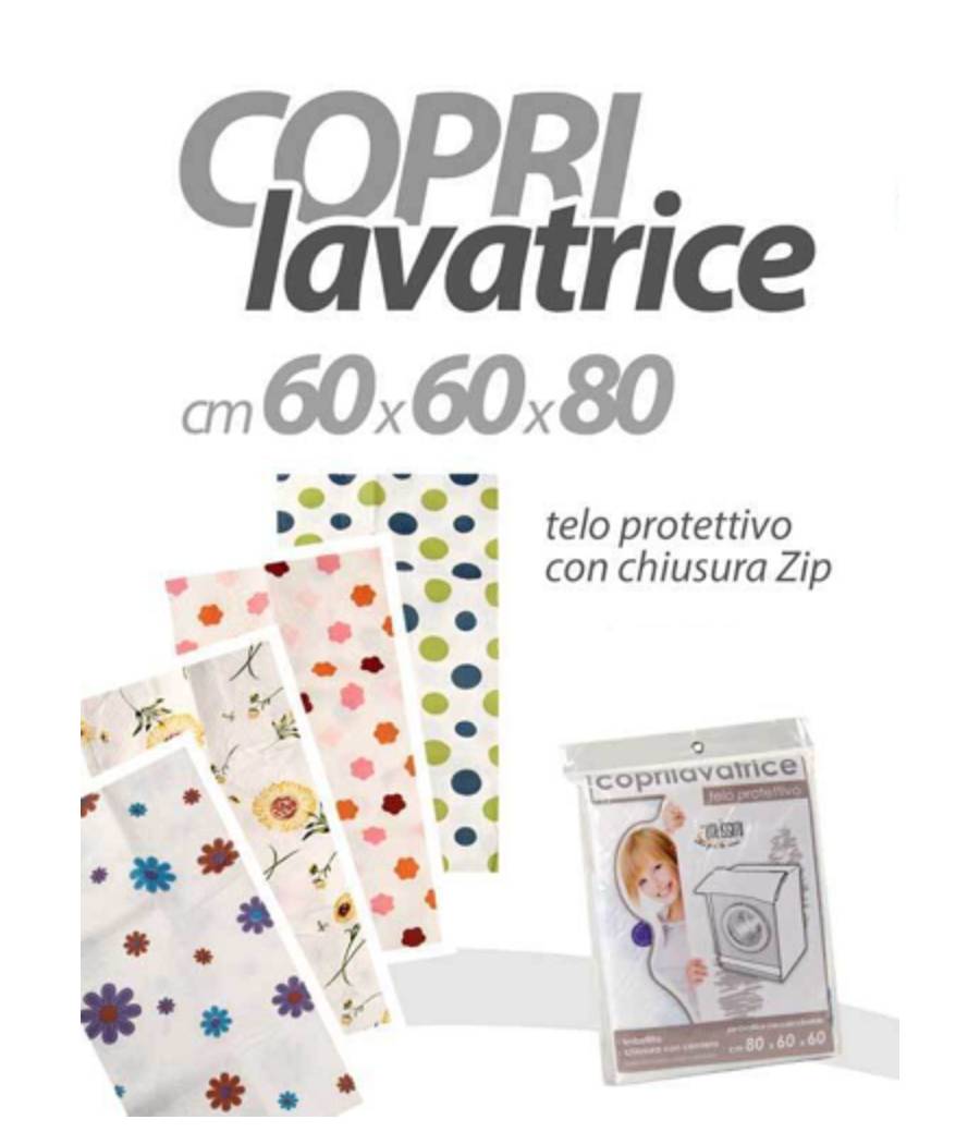 Copri Lavatrice Prottetivo 60x60x80cm Imbottito Cerniera Telo Decori Ass. 345814 --2