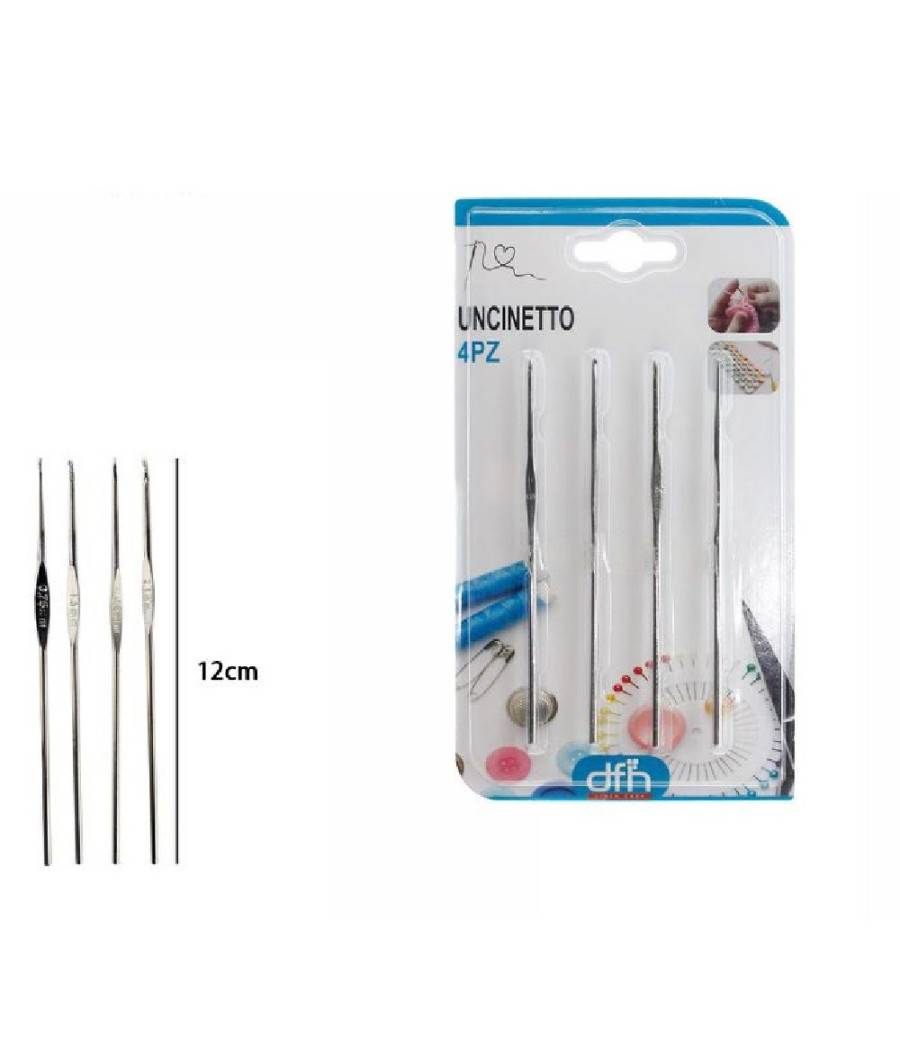 Set 4 Pezzi Uncinetto In Metallo Per Maglia Cotone Sartoria Sarta Cucito 53253 --0