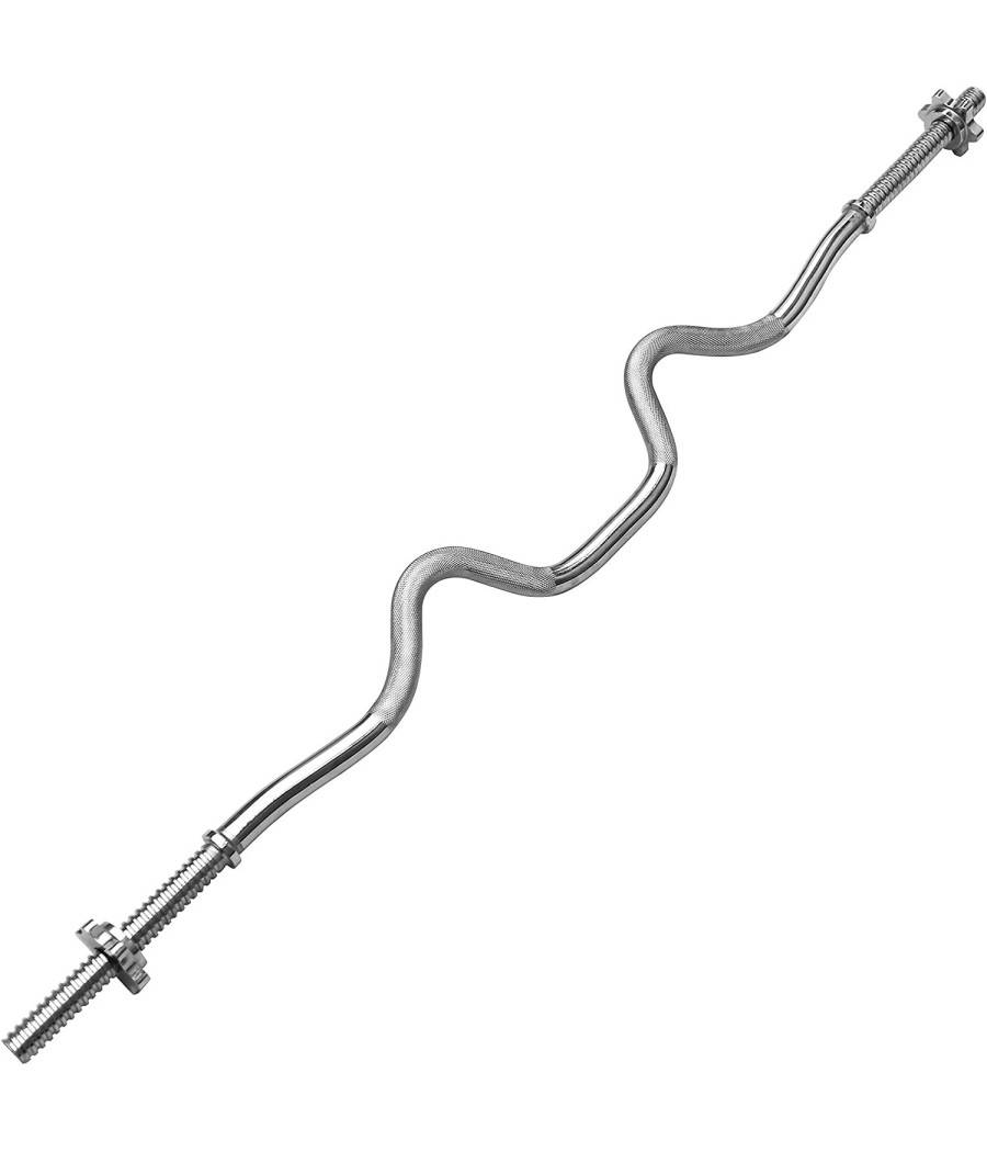 Bilanciere Curl Curvo Ondulato 150cm Con Ferma Dischi Per Sollevamento Pesi --0
