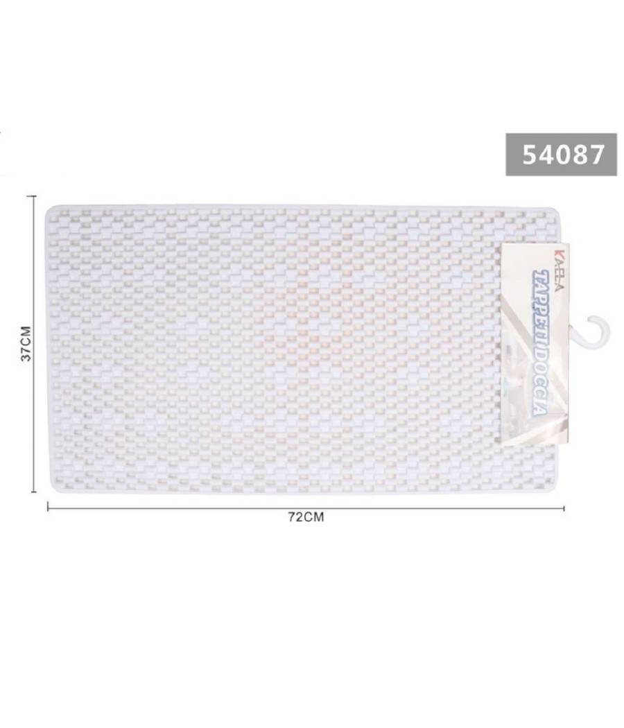Tappeto Per Doccia Tappetino Vasca Da Bagno Rettangolare 37 X 72cm Bianco 54087 --0