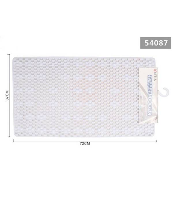 Tappeto Per Doccia Tappetino Vasca Da Bagno Rettangolare 37 X 72cm Bianco 54087 -