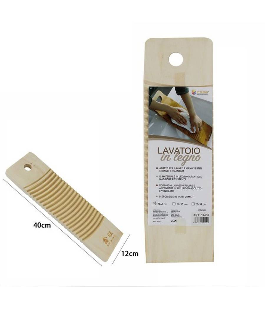 Tavoletta Rettangolare Legno Lavatoio Lavaggio A Mano Biancheria Viaggio 40x12cm --0