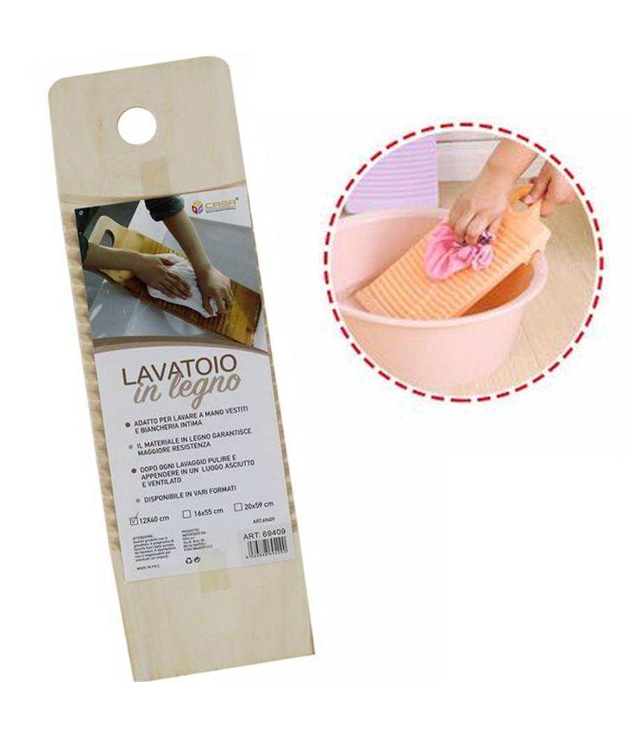 Tavoletta Rettangolare Legno Lavatoio Lavaggio A Mano Biancheria Viaggio 40x12cm --1