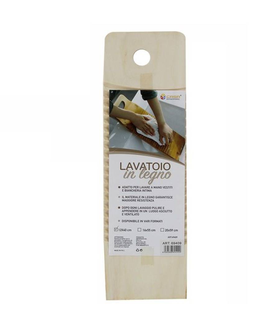 Tavoletta Rettangolare Legno Lavatoio Lavaggio A Mano Biancheria Viaggio 40x12cm --2