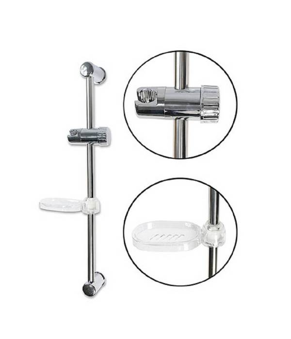Saliscendi Per Soffione Doccia Altezza Regolabile Con Portasapone 60 Cm 69155 -