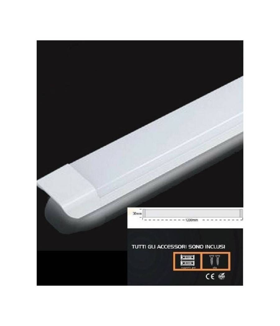 Plafoniera Led Slim 54w 120cm Sottopensile Ripiani Luce Calda Fredda Naturale - -Bianco Freddo --0