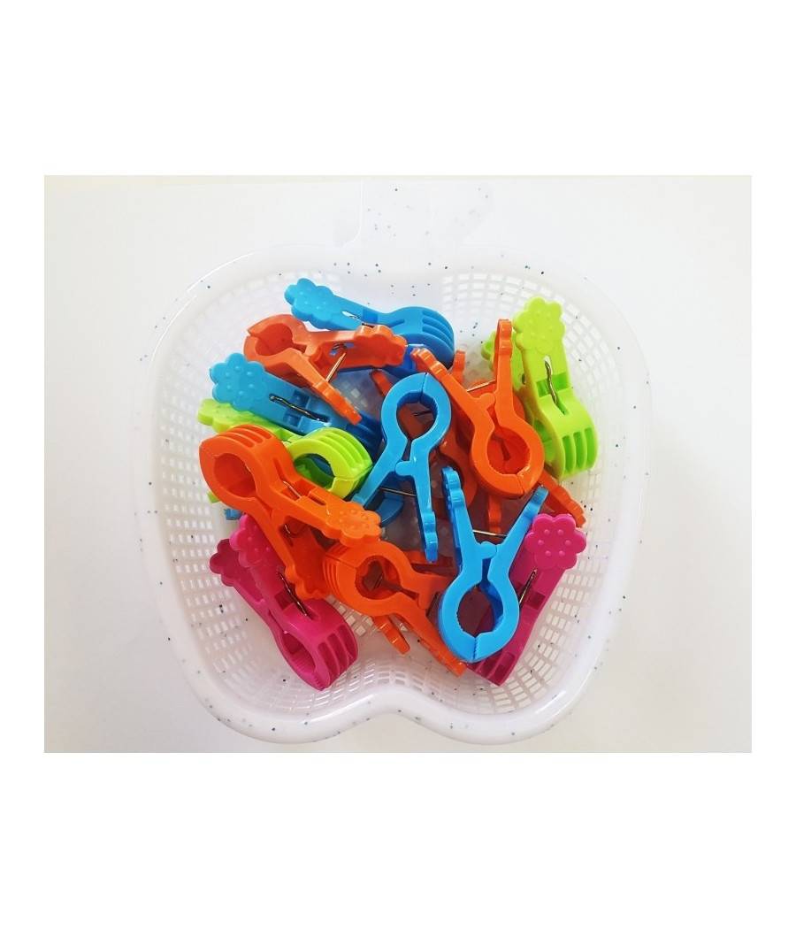 16 Mollette Con Cestino Mela Mollettine Pinze In Plastica Stendino Biancheria --0
