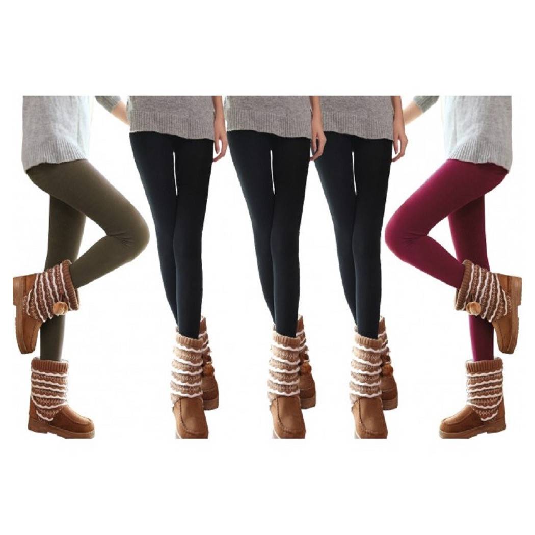 Pack 5 Leggings Donna Effetto Termico Interno Felpato Elasticizzato Ass. Marte - S-M-0