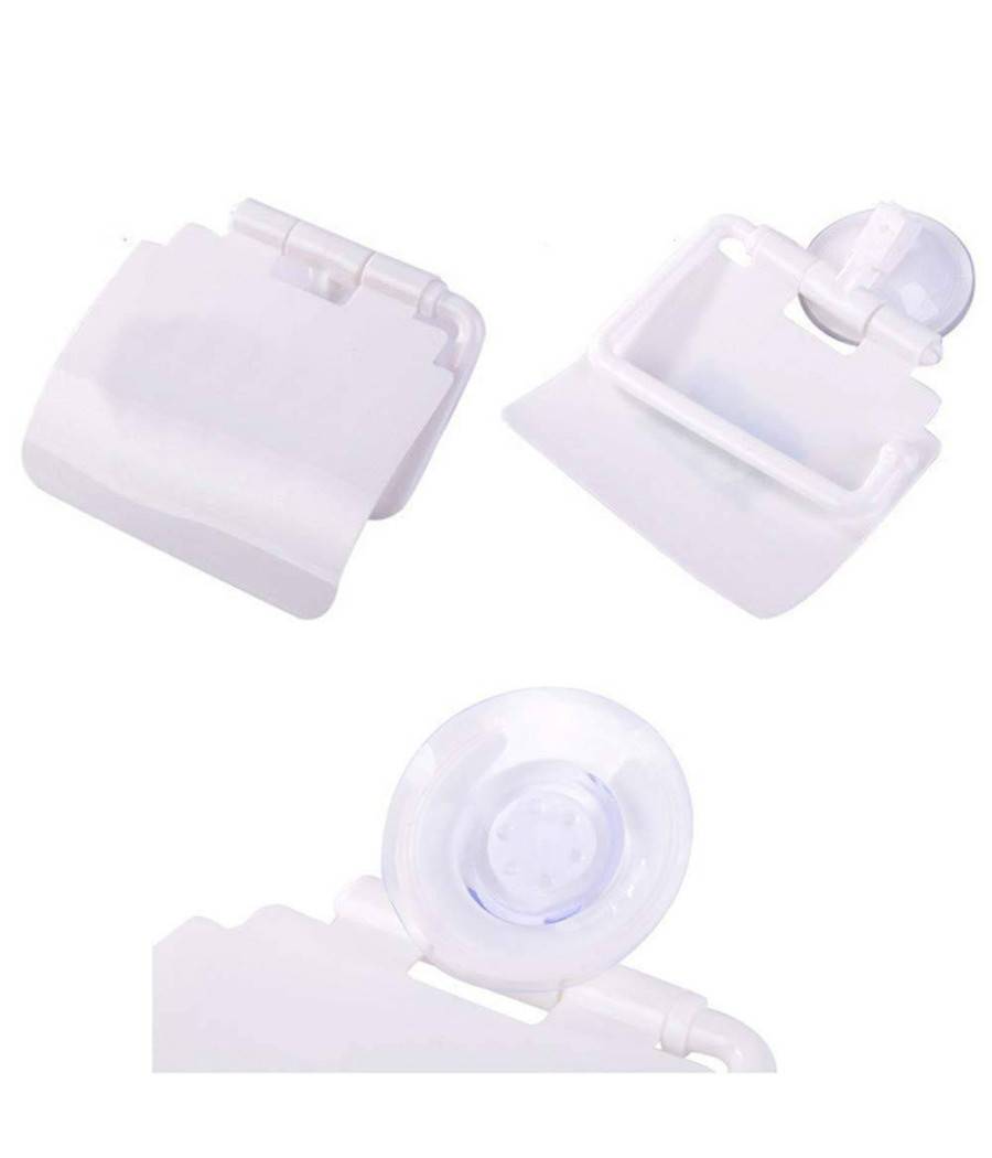 Portarotolo Carta Igienica Con Ventosa A Parete Porta Rotolo In Plastica Copri --1