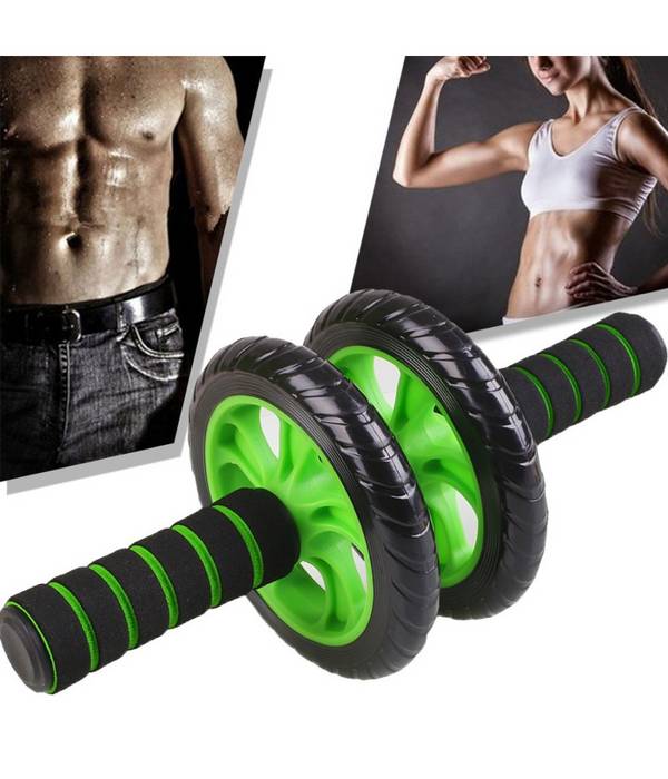 Doppia Ruota Per Allenamento Muscoli Addominali Con Tappetino Palestra Fitness -