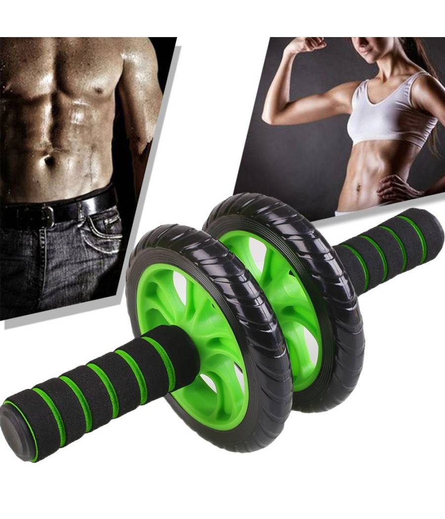 Doppia Ruota Per Allenamento Muscoli Addominali Con Tappetino Palestra Fitness --0