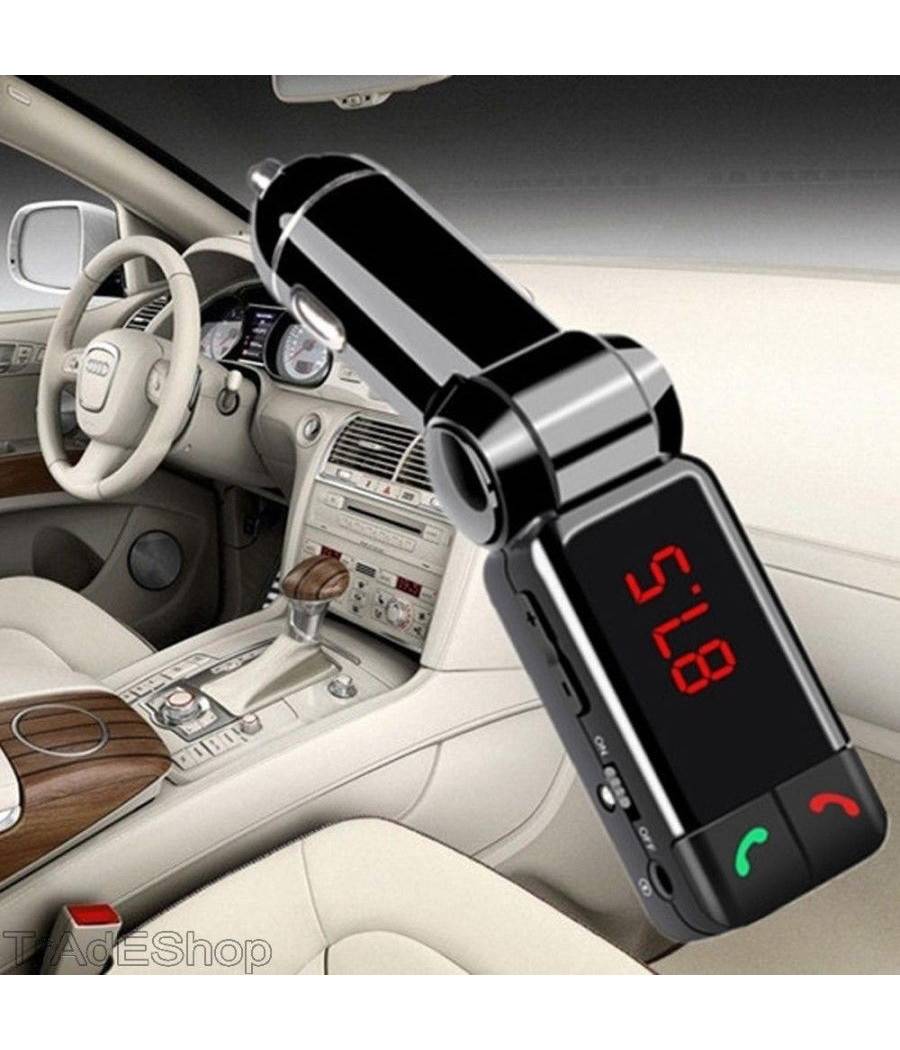 Trasmettitore Bluetooth Vivavoce Con Display Fm Lettore Mp3 Usb Modulatore Auto --0