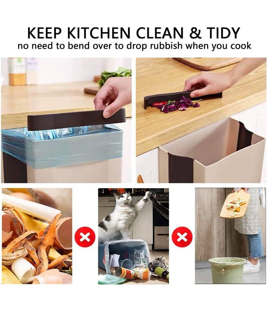 Pattumiera Da Cucina Cestino Spazzatura Sospeso Pieghevole In Plastica Da Anta --4
