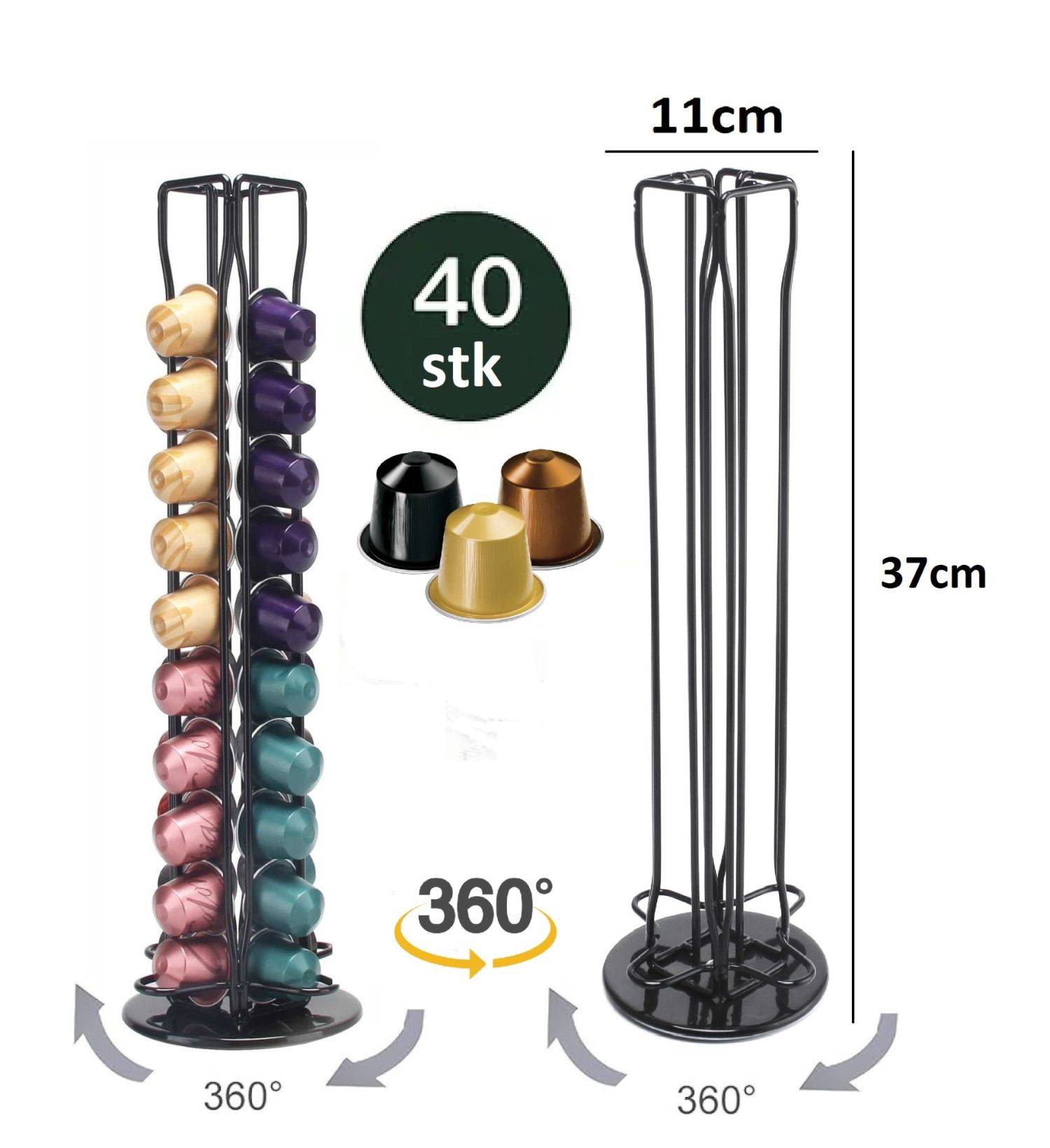 Porta capsule caffè girevole per 40 capsule, compatibile con il dispenser per capsule porta capsule Nespresso-0