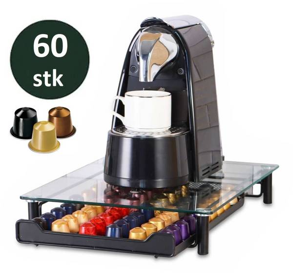 Cassetto capsule caffè per 60 capsule compatibile con dispenser capsule Nespresso Glass