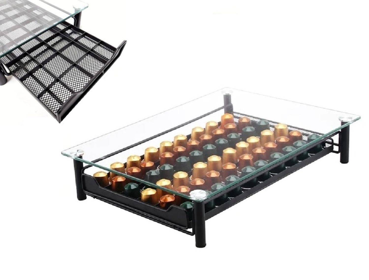 Cassetto capsule caffè per 60 capsule compatibile con dispenser capsule Nespresso Glass-3