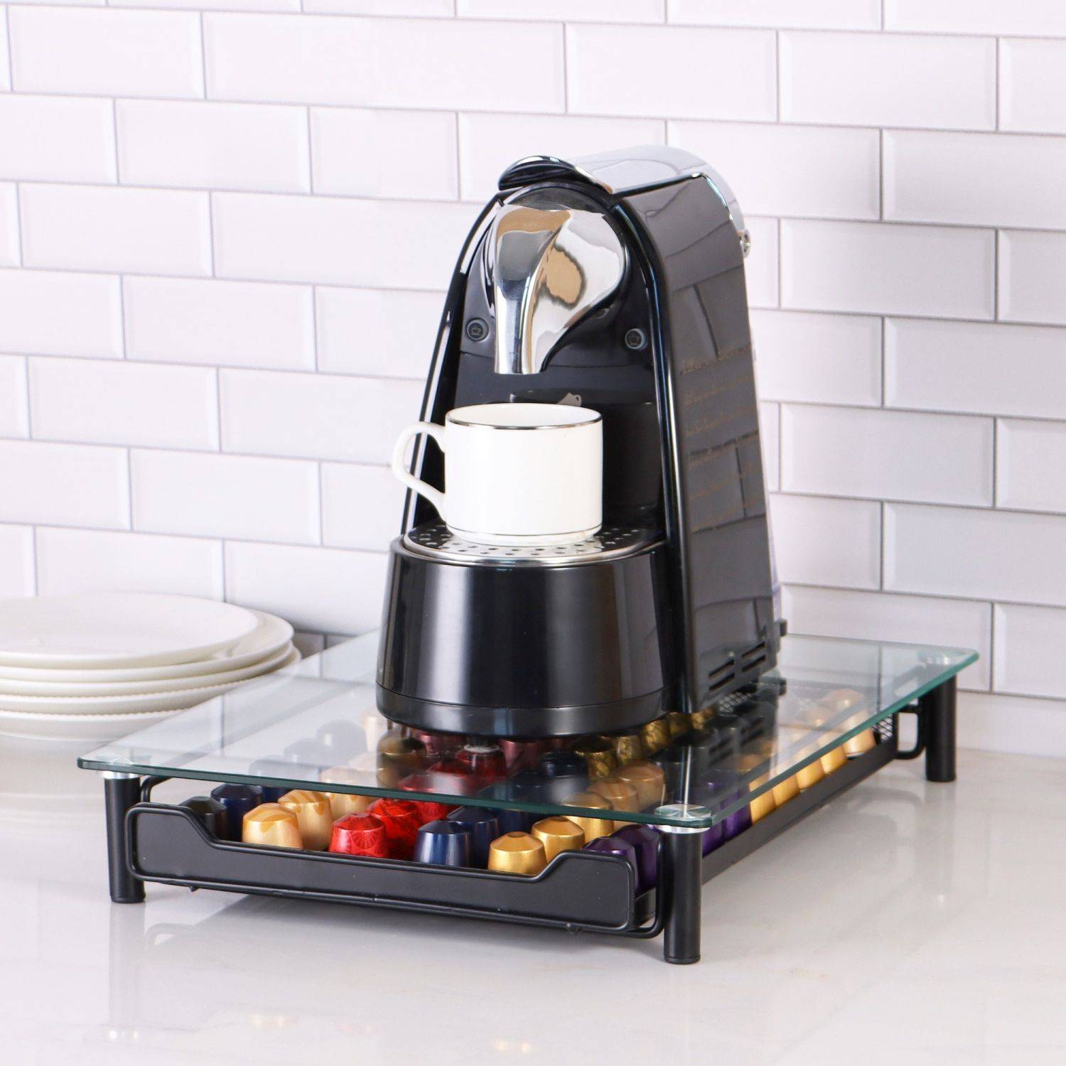 Cassetto capsule caffè per 60 capsule compatibile con dispenser capsule Nespresso Glass-4
