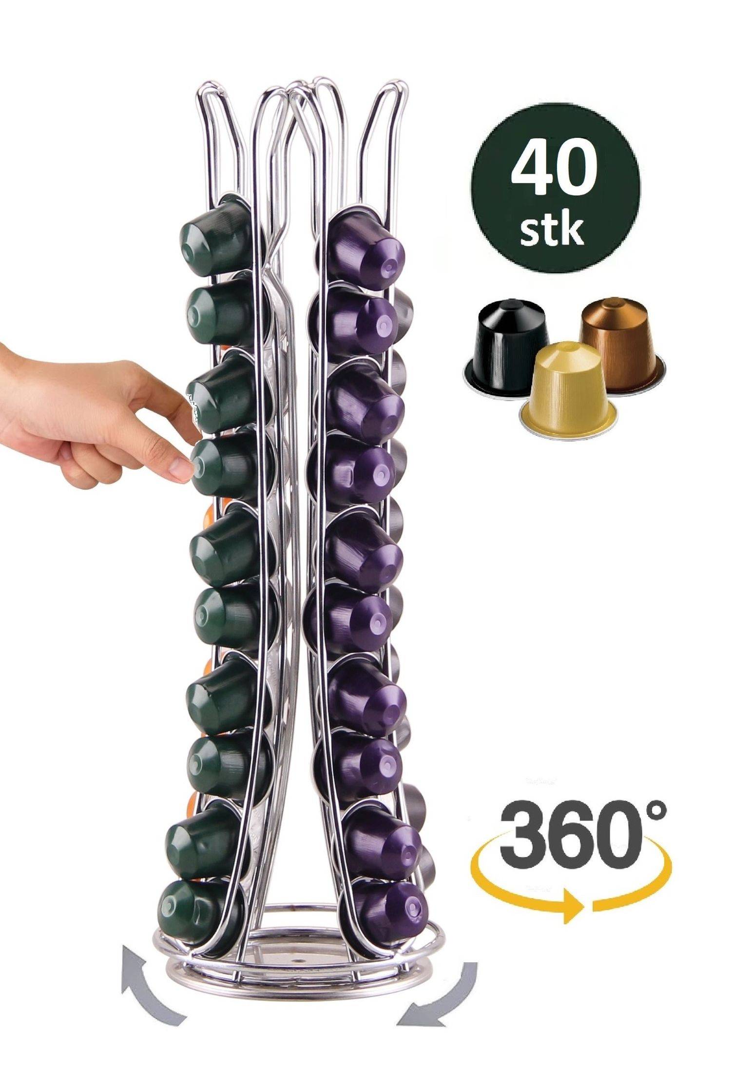 Porta capsule caffè girevole per 40 capsule, compatibile con il dispenser per capsule porta capsule Nespresso-0