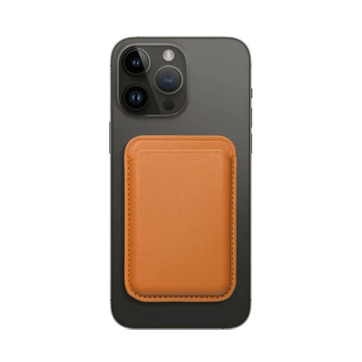 Portafoglio in pelle magnetica per dispositivi da iPhone 12 in su supporta la tecnologia MagSafe Arancione-0