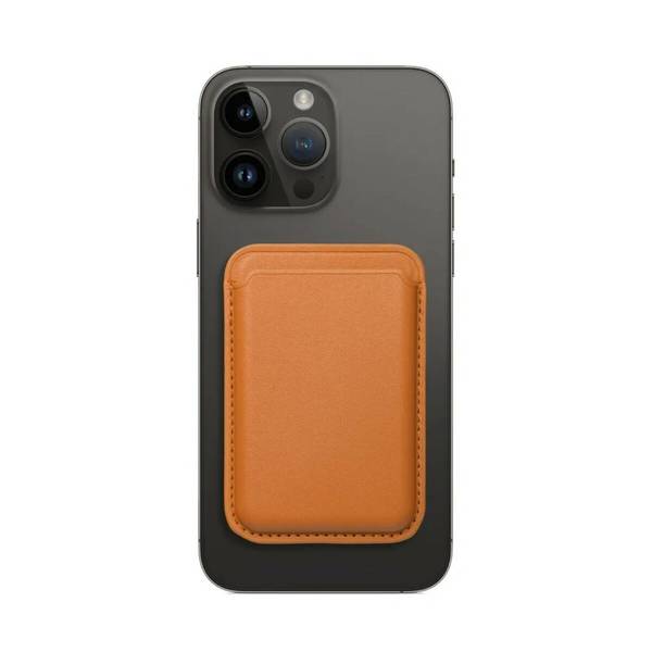 Portafoglio in pelle magnetica per dispositivi da iPhone 12 in su supporta la tecnologia MagSafe Arancione