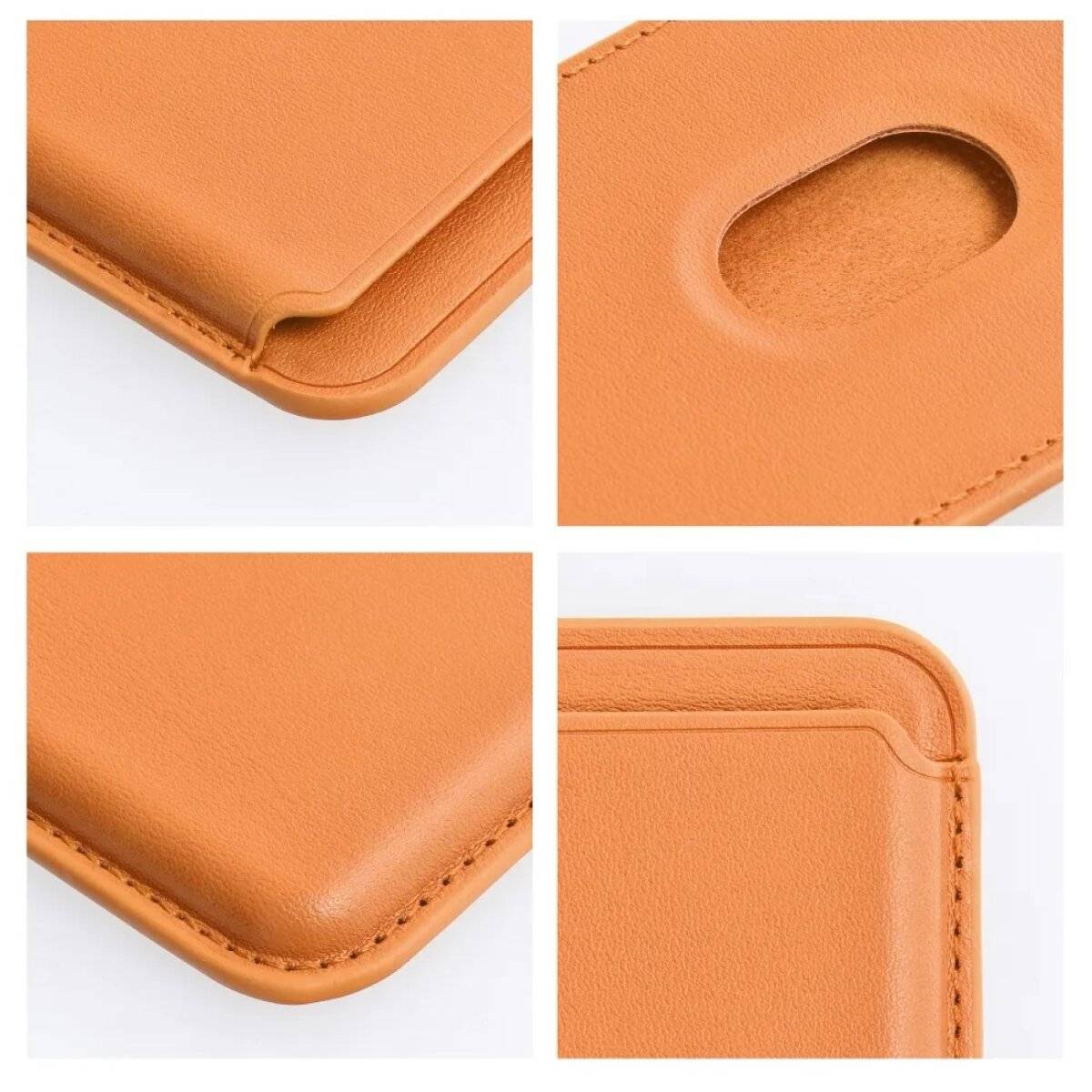 Portafoglio in pelle magnetica per dispositivi da iPhone 12 in su supporta la tecnologia MagSafe Arancione-2