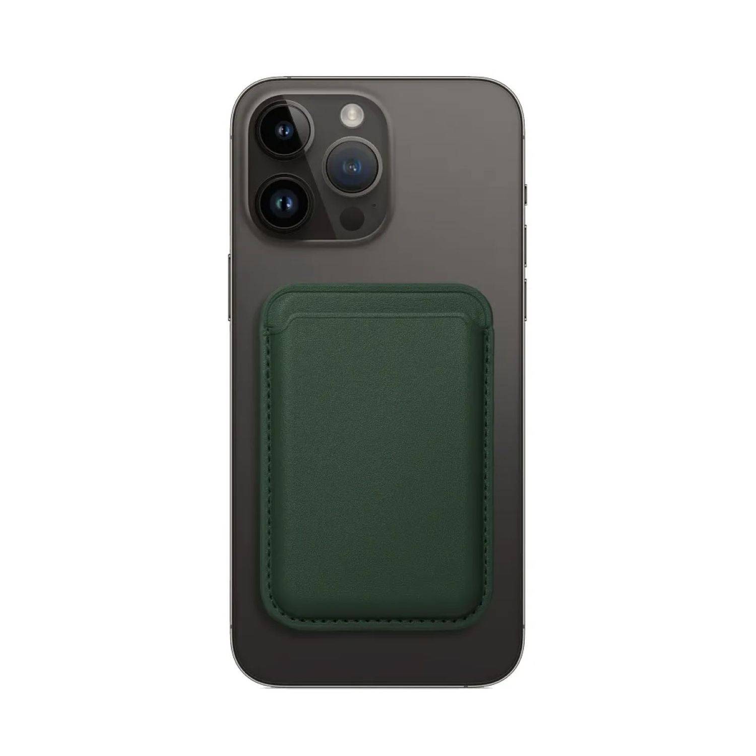 Portafoglio in pelle magnetica per dispositivi da iPhone 12 in su supporta la tecnologia MagSafe, verde scuro-0