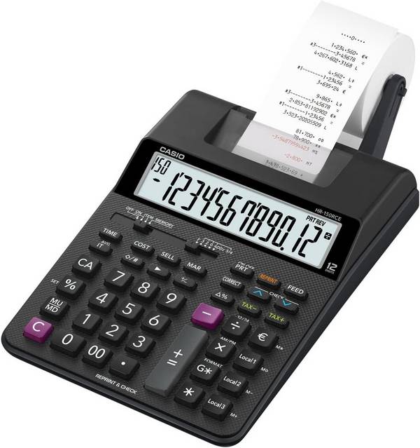 CASIO HR150RCE DUMSM Calcolatore della stampante - Schermata a 12 cifre - Larghezza lettera da 58 mm - now and data of s