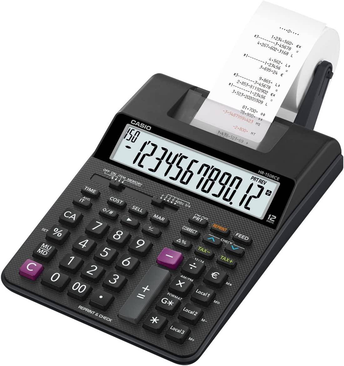CASIO HR150RCE DUMSM Calcolatore della stampante - Schermata a 12 cifre - Larghezza lettera da 58 mm - now and data of s-0