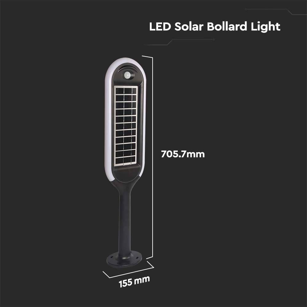 V-TAC Piantana LED Solare da Giardino 5W Bianco/Nero 4000K IP65-3