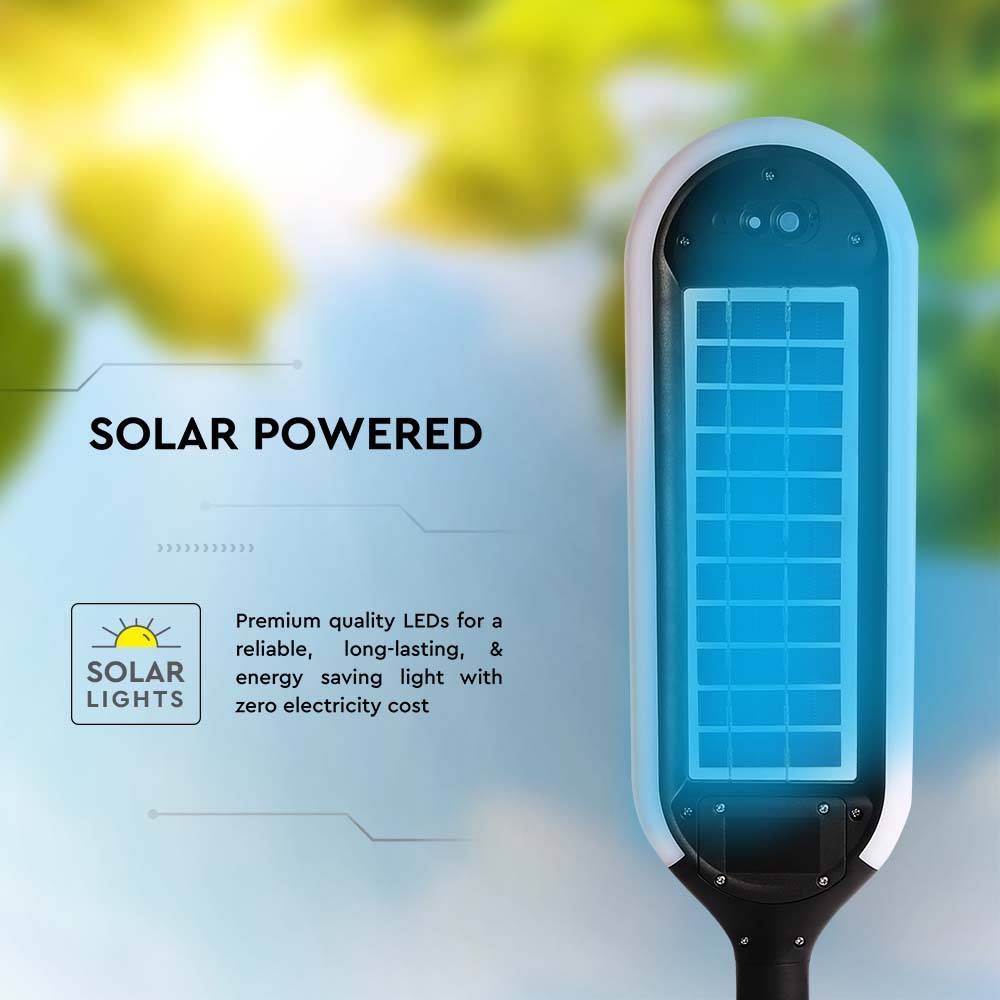 V-TAC Piantana LED Solare da Giardino 5W Bianco/Nero 4000K IP65-4