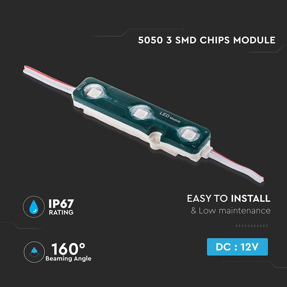 V-TAC Modulo LED SMD5050 0,72W 12V 3 LED Blu IP67-4