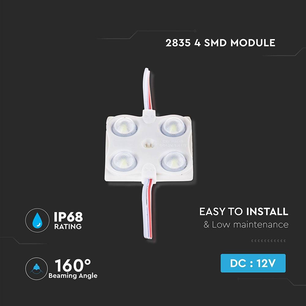 V-TAC Modulo LED SMD2835 1,44W 12V 4 LED 3000K IP68-3
