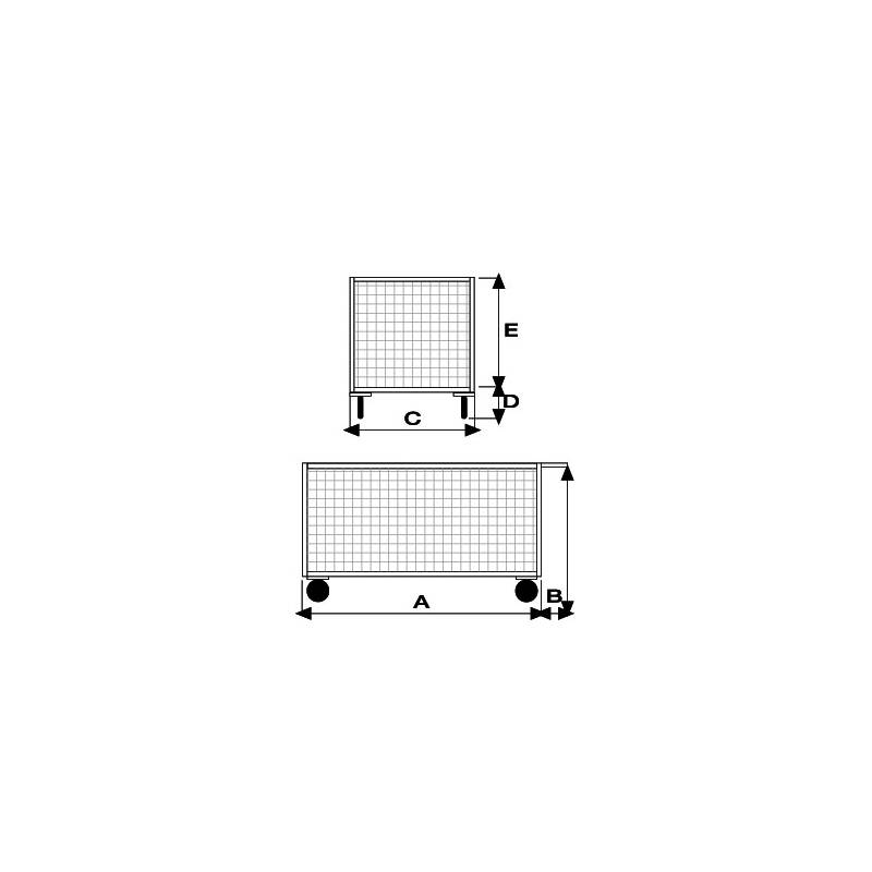 Pianale con Due Sponde in Rete, 2 Ruote con Freno ART058FR-0