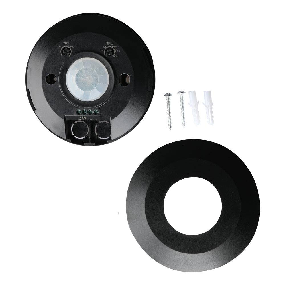 V-TAC Sensore Movimento Infrarossi 360° a Plafone Nero (Max 1000W) IP20-4
