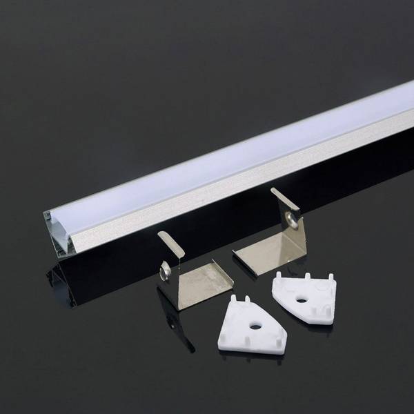 V-TAC Profilo Angolare Strip LED L:12.1mm Silver/Copertura Opaca 2000x19x19mm